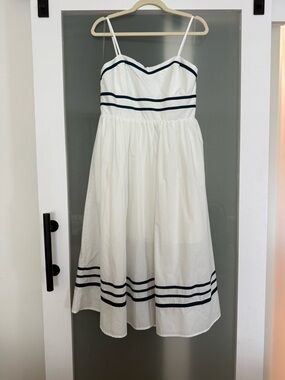 White & Navy Striped Spaghetti-Strap Women’s Dress